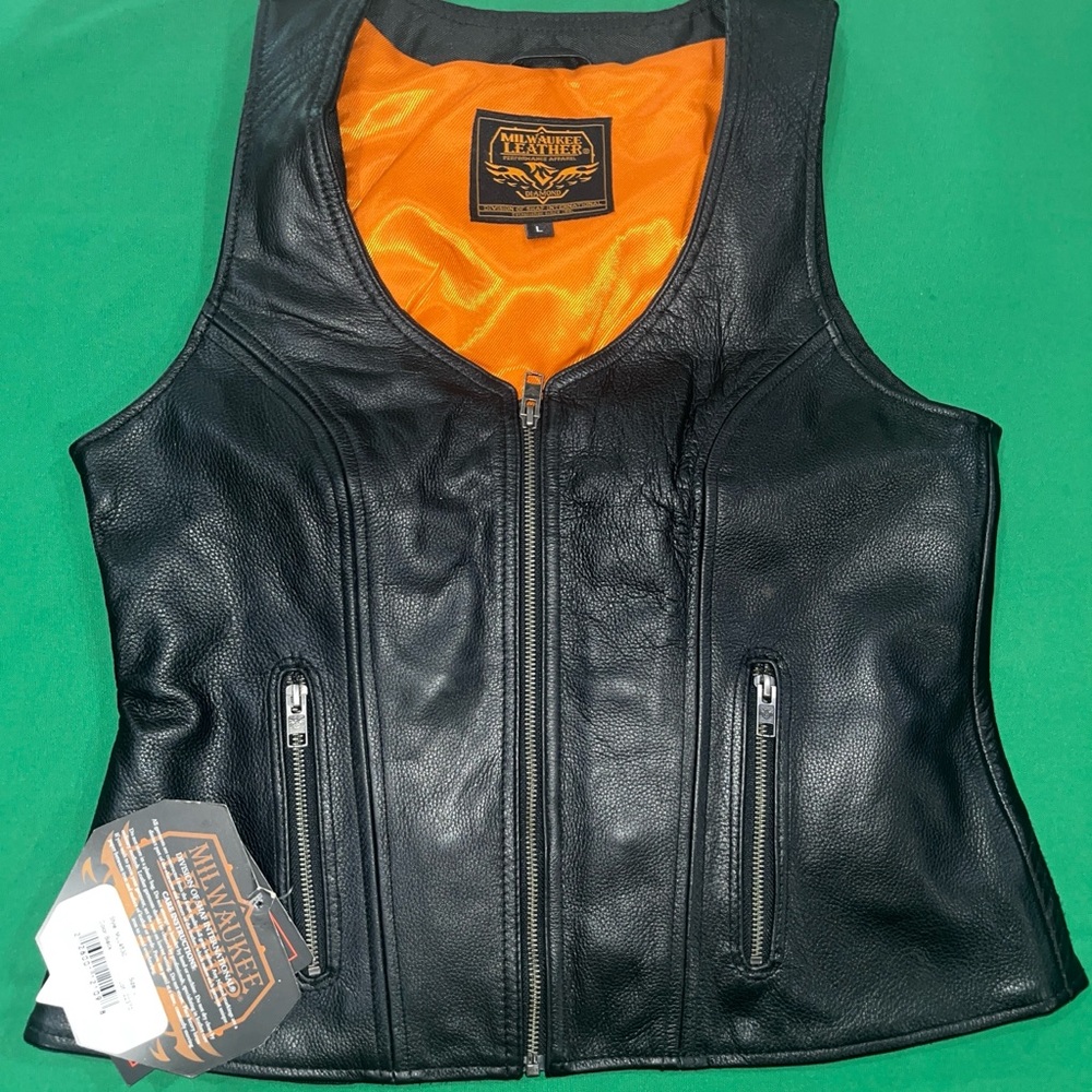 Milwaukee Leather Diamond Leather Motorcycle Riding Vest Sz. Women’s L New